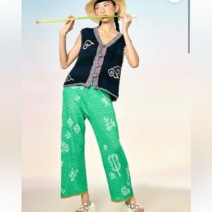 YANYAN NWT munzi girl linen easy pant -peppermint -large